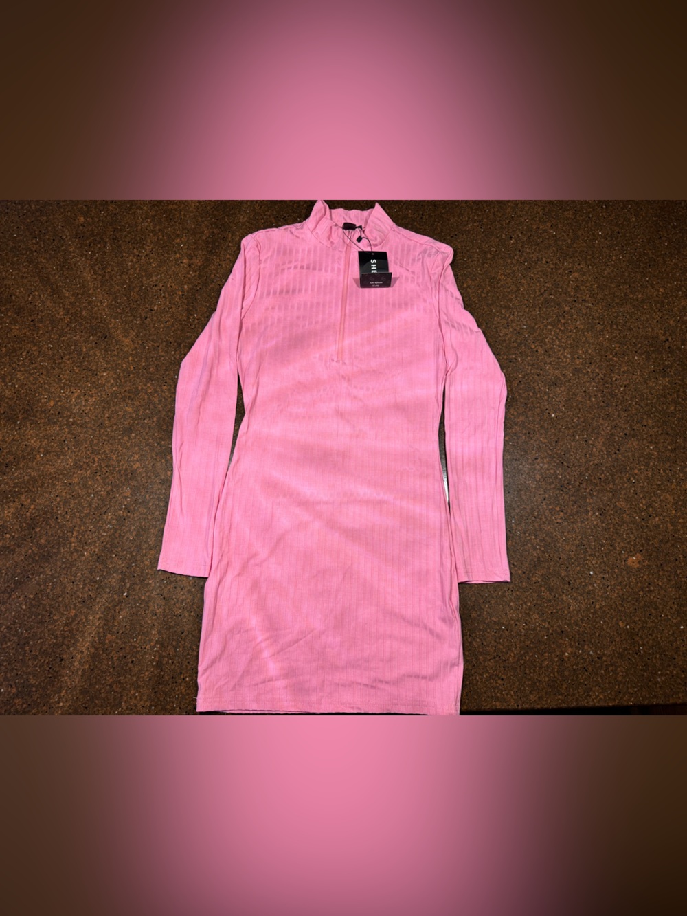 SHEIN Pink Ribbed Long Sleeve Top